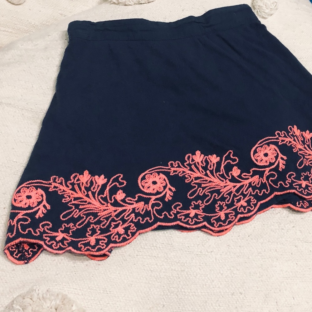 Blue Embroidered Skirt